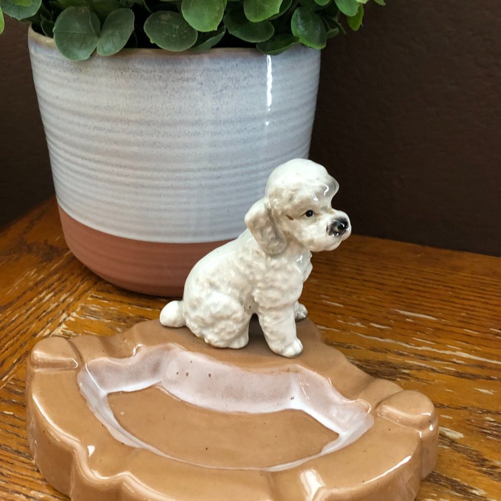 Vintage White Poodle Soap Dish, Trinket Tray or a Catchall!